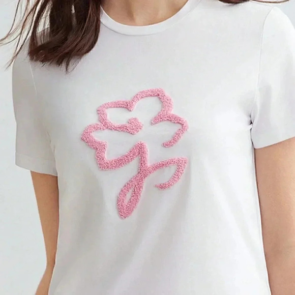 WHITE CASUAL WOMEN'S T-SHIRT WITH FLORAL PATTERN - Picture 2 of 5